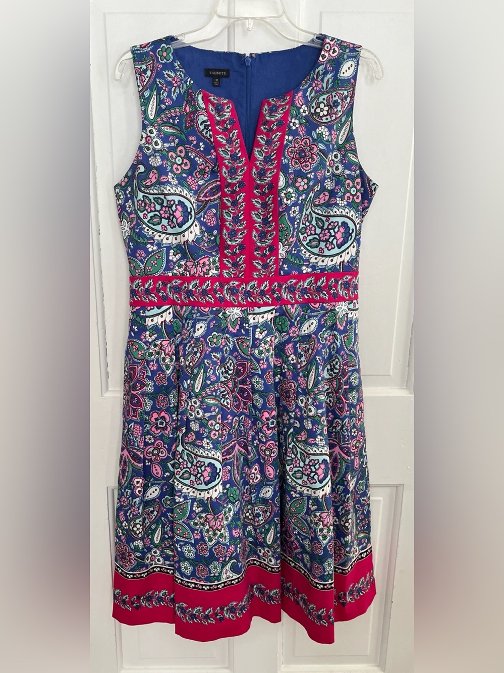 Talbots Dress size 10 bluer pink multicolor floral paisley